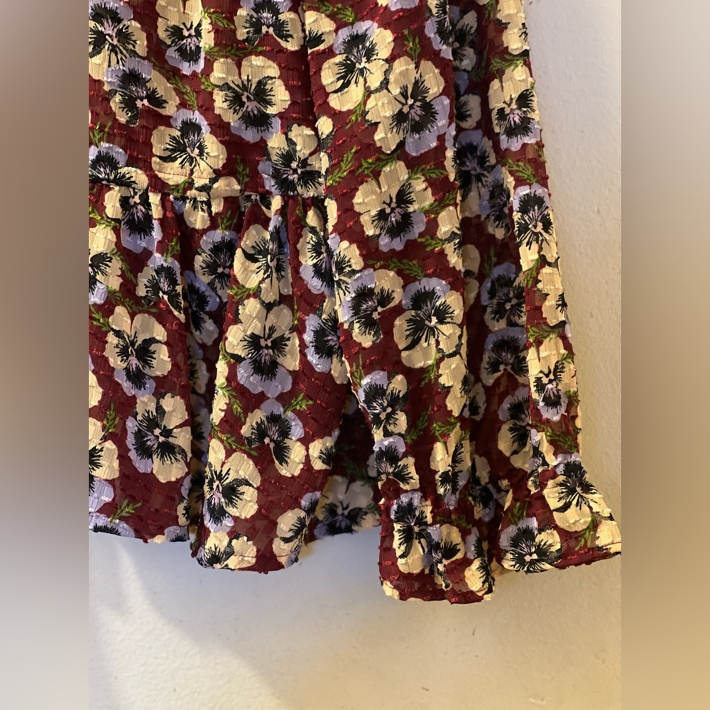 Madewell Drawstring Ruffle-Hem Top in Viola Floral - Picture 5 of 13